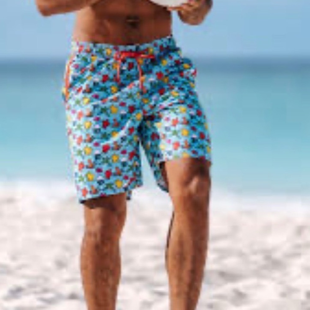 BEACH BROS Mens Swim Trunks Board Shorts Orange‎ Pink Flamingo XL Bright 6 inch